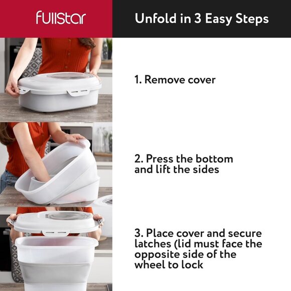 20-50 Lbs Collapsible Food Storage Container With Built-in Wheel Airtight Lids - Picture 4 of 5